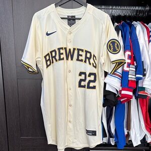 Christian Yelich Milwaukee Brewers Nike Home Elite Player Jersey - Cream